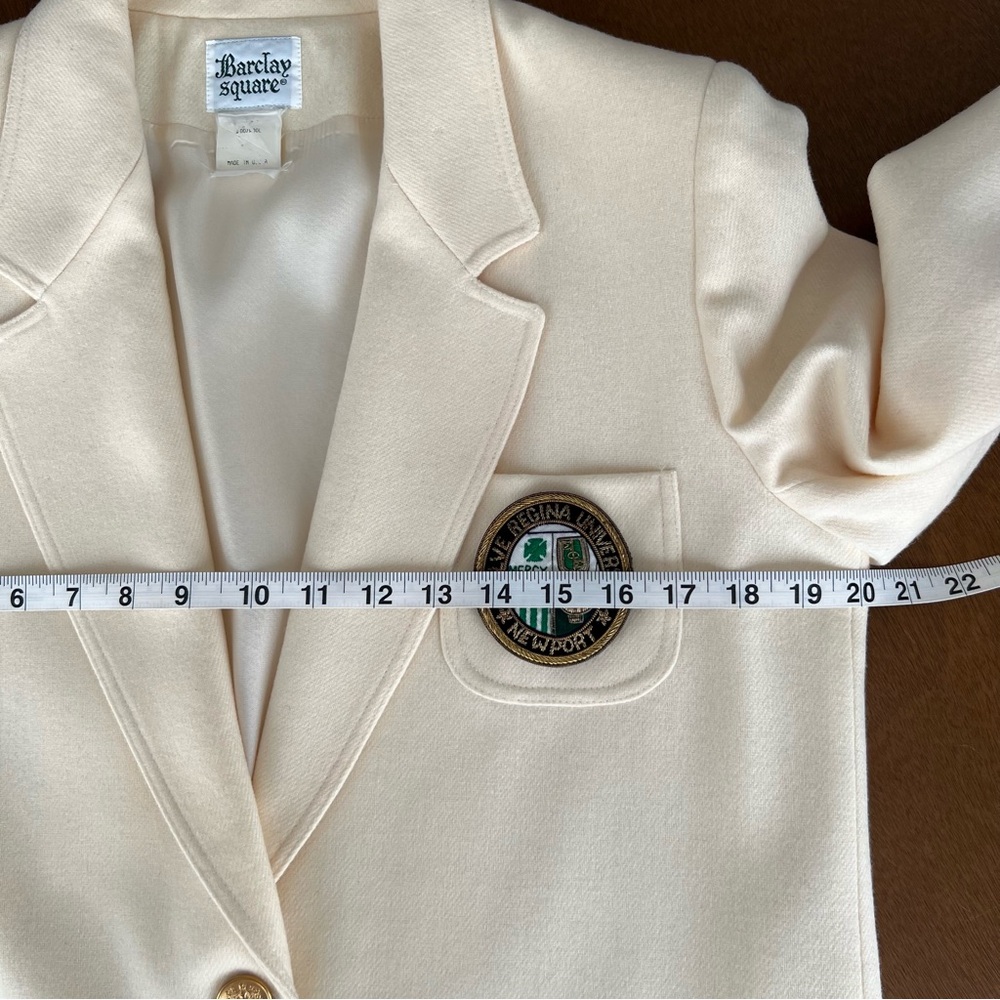 Vintage Cream Wool Salve Regina Crest Preppy Colligate Blazer Size M/L - Picture 8 of 16